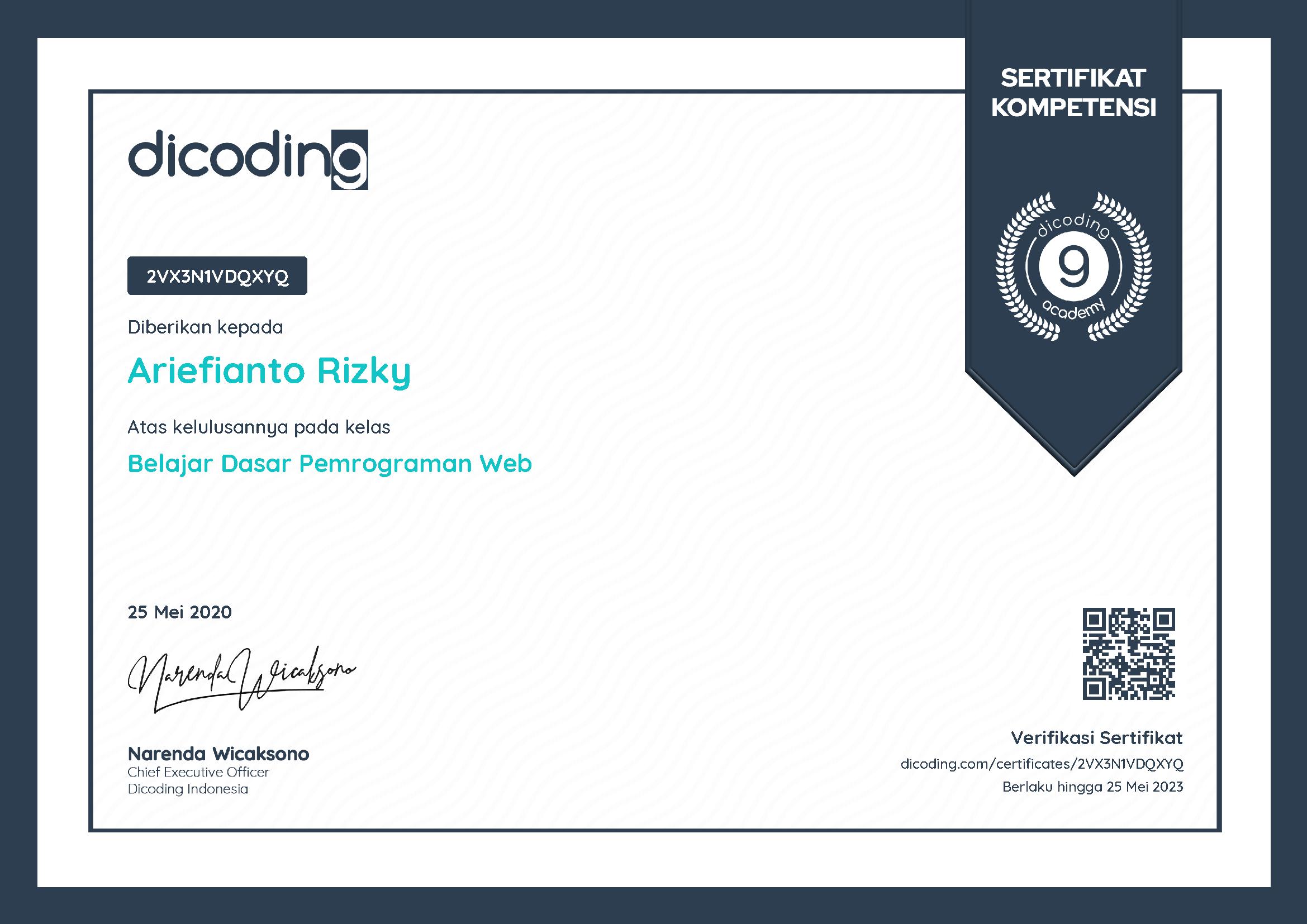 certificate dicoding